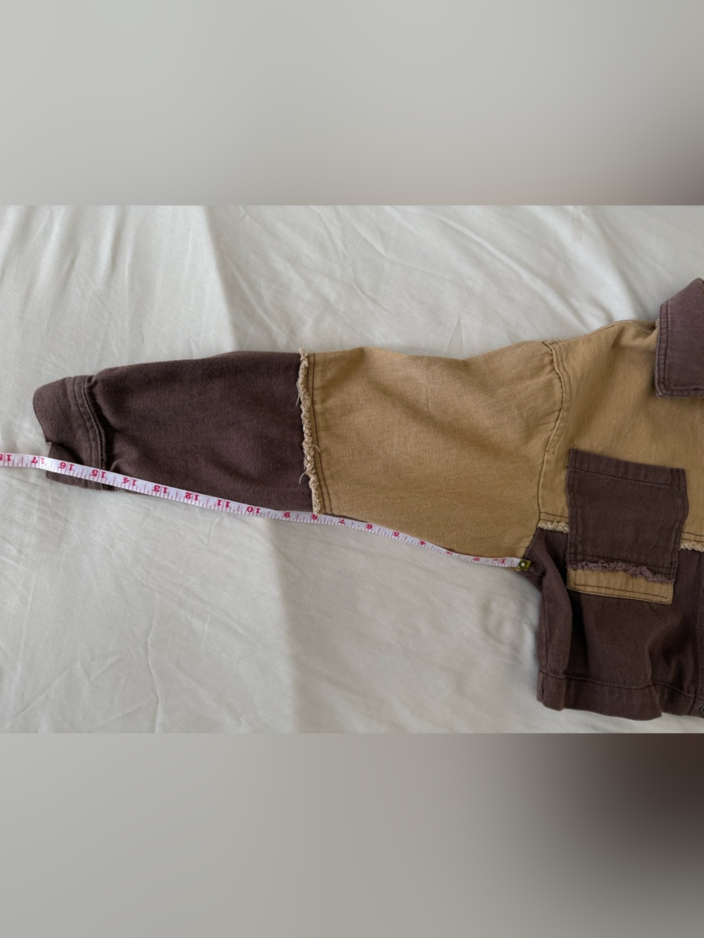 Angel Kiss Two-Tone Cropped Jacket in Brown and Tan Women’s XS Boho Y2K 90s - Picture 9 of 11